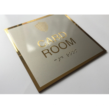 Placa de ouro em aço inoxidável Sinal com cartão braille